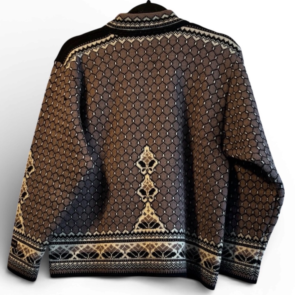 Skjaeveland Norwegian Telemark Style Pure New Wool Knit Cardigan PinkBrown M EUC - Picture 2 of 8